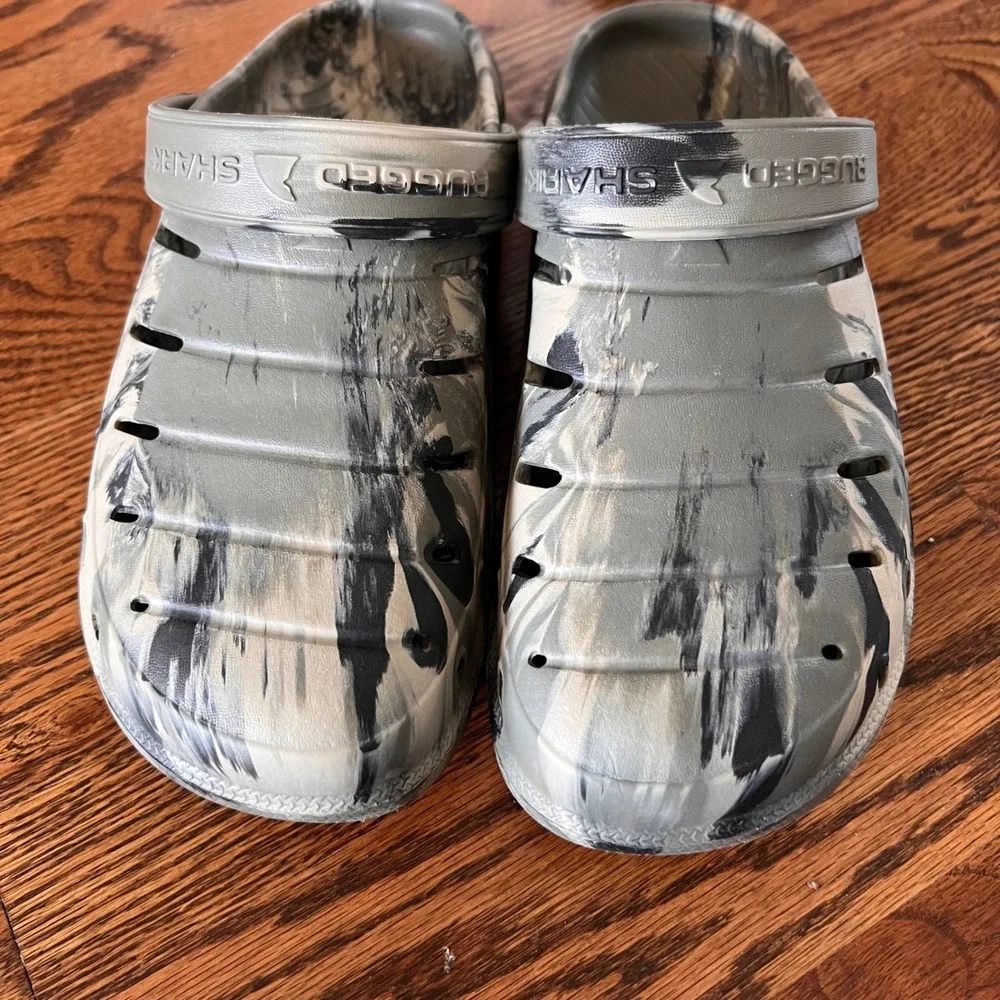 Rugged Shark Mens Grey Black Marble Clogs Slip On Water Shoes MNRS23SG736 9 NEW